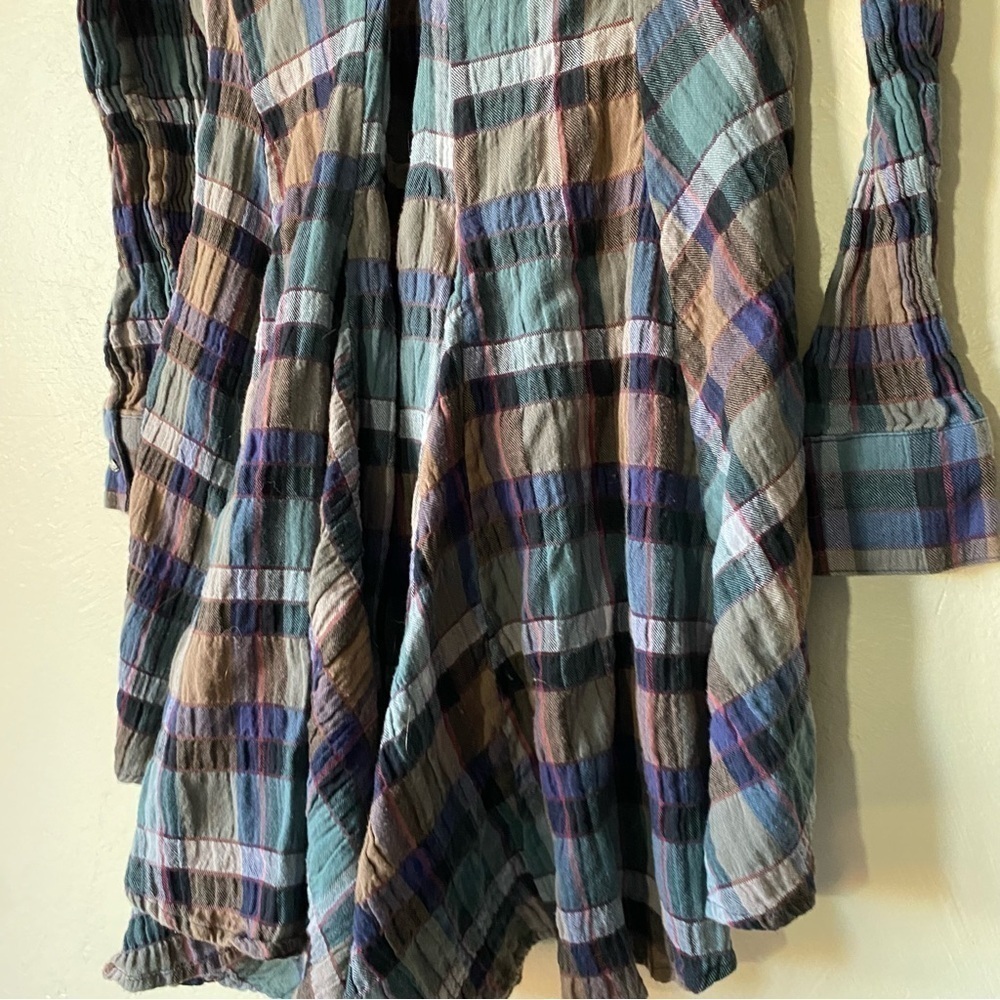 Plaid tunic button down jewel tone Aratta silent journey Anthropologie small - Picture 7 of 8